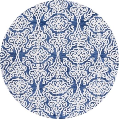 Safavieh 6 x 6 ft. Blossom Traditional Hand Tufted Round Rug; Navy & Ivory BLM112N-6R